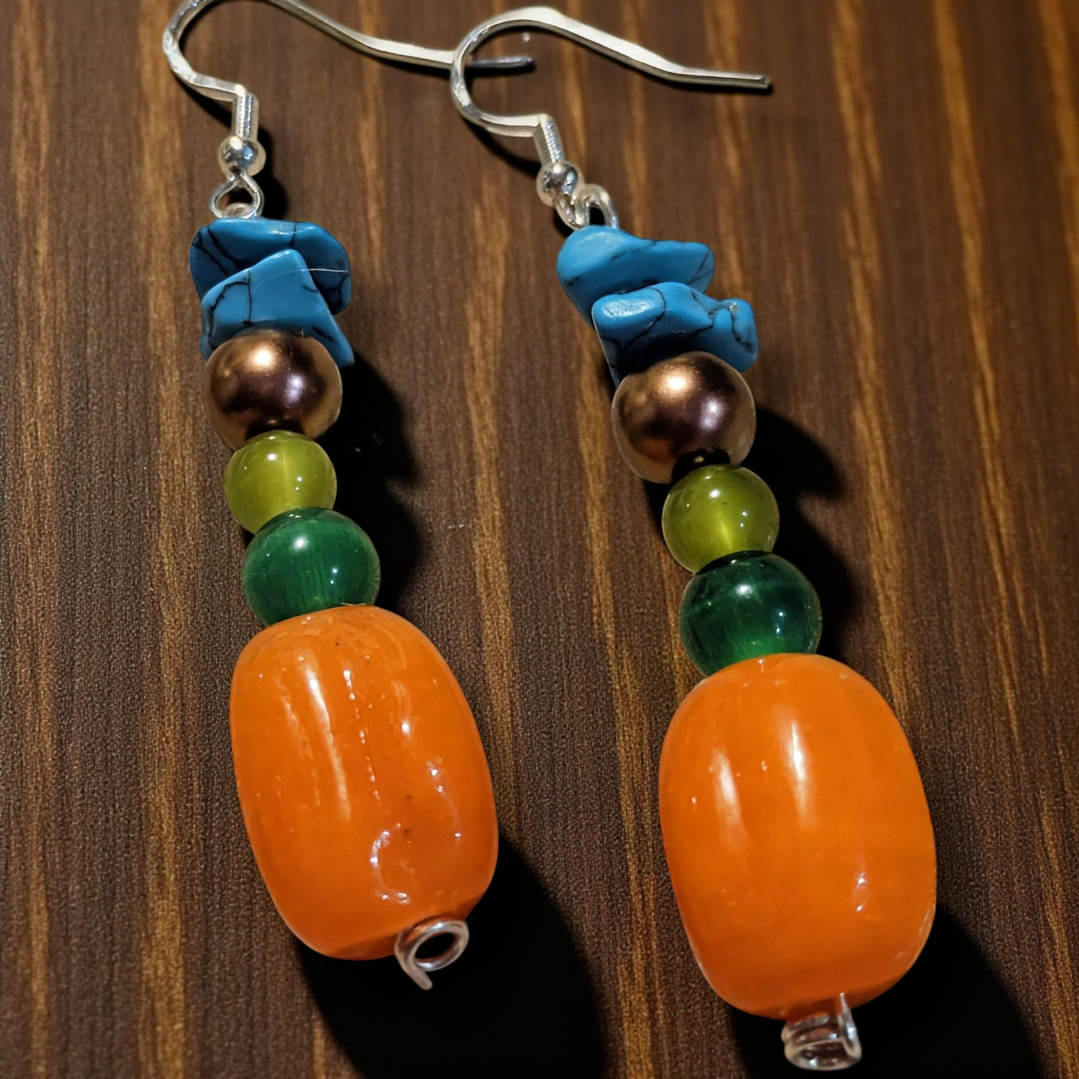 Handmade Earrings Incorporating Upcycled and Semi Precious Beads