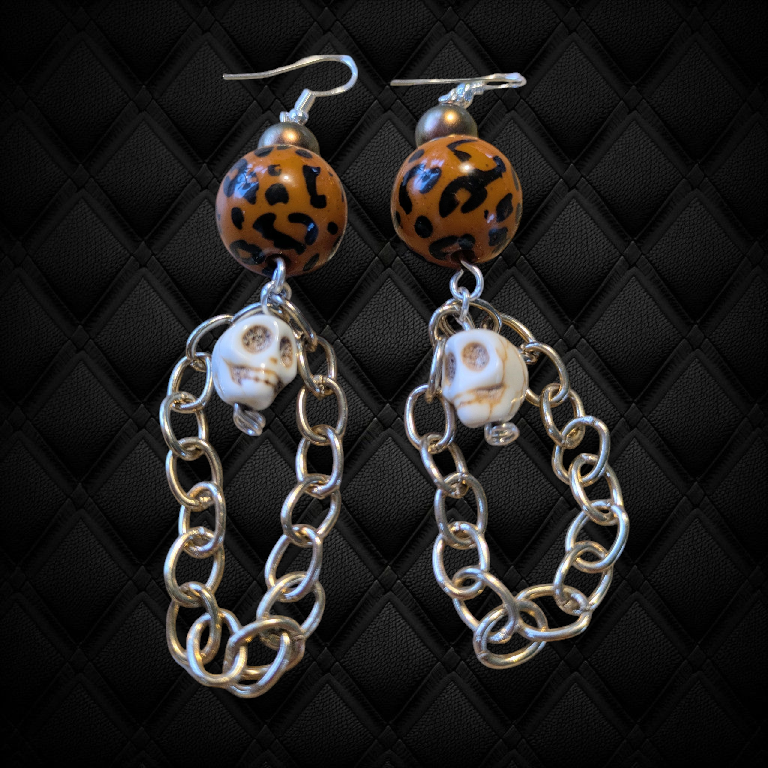Handmade Funky Earrings with Upcycled Beads and Chains