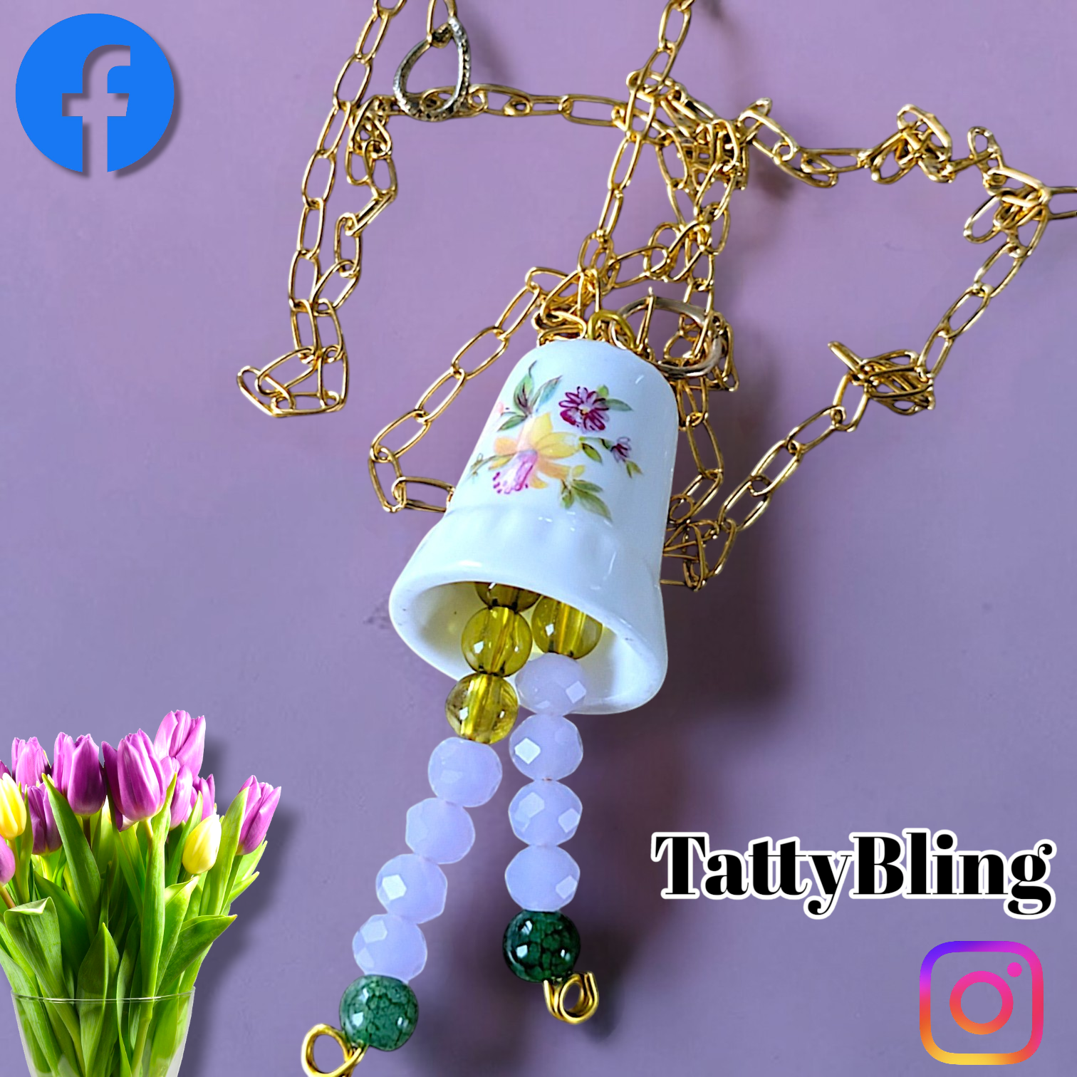 Upcycled China Thimble Pendant