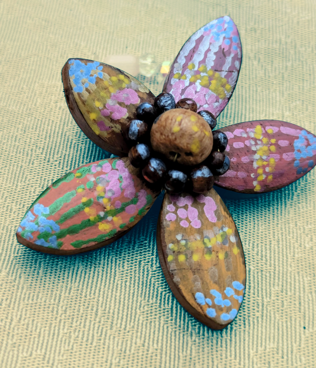 Hand Painted Statement Wooden Bead Stretch Ring