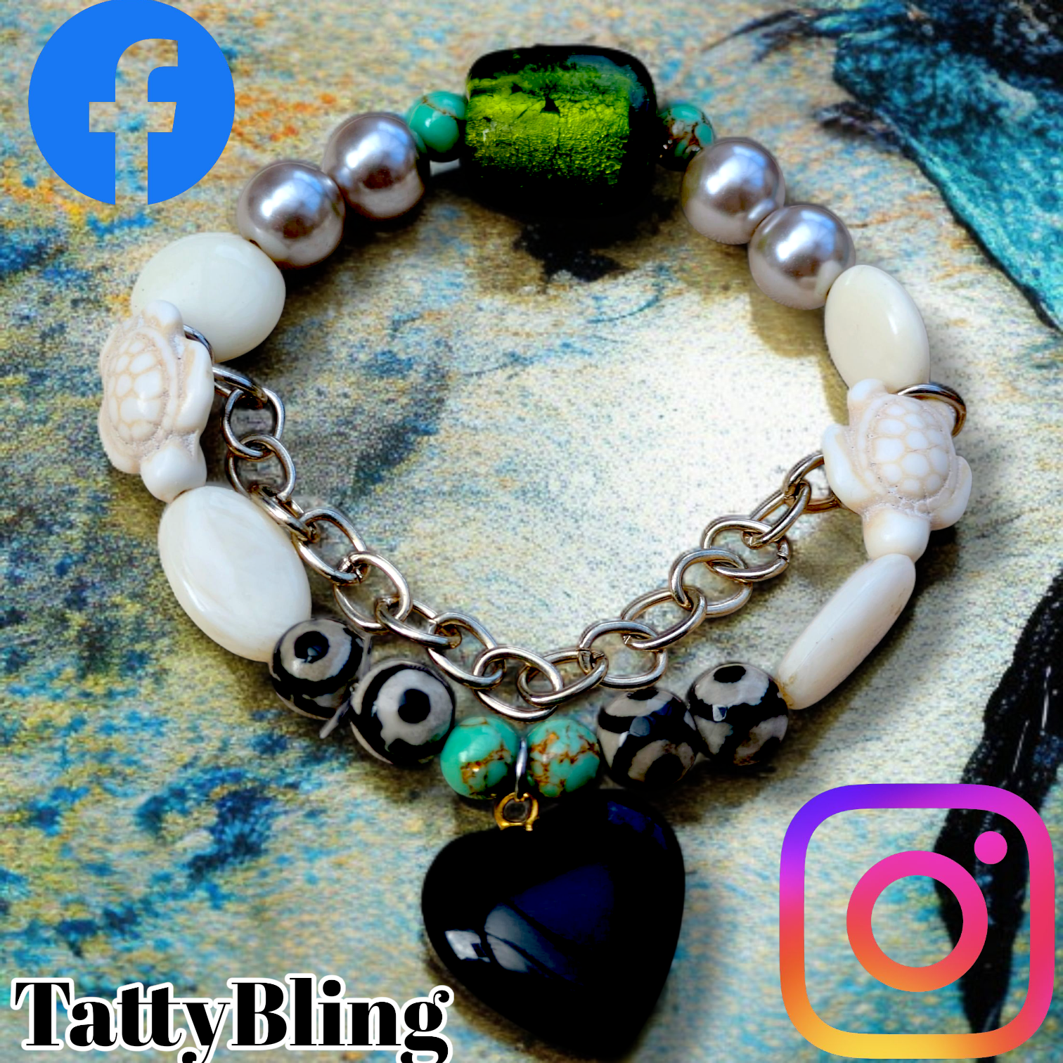 Handmade Upcycled and Semi Precious Stretch Bracelet