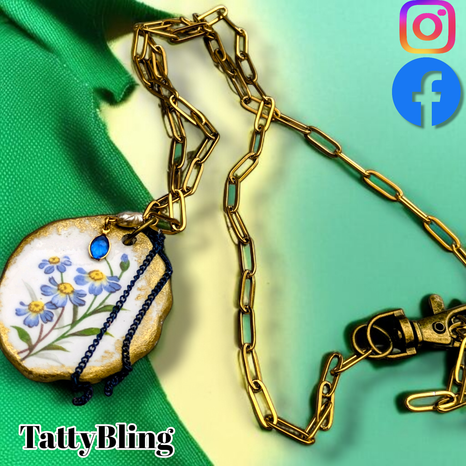 Handmade China Shard Pendant